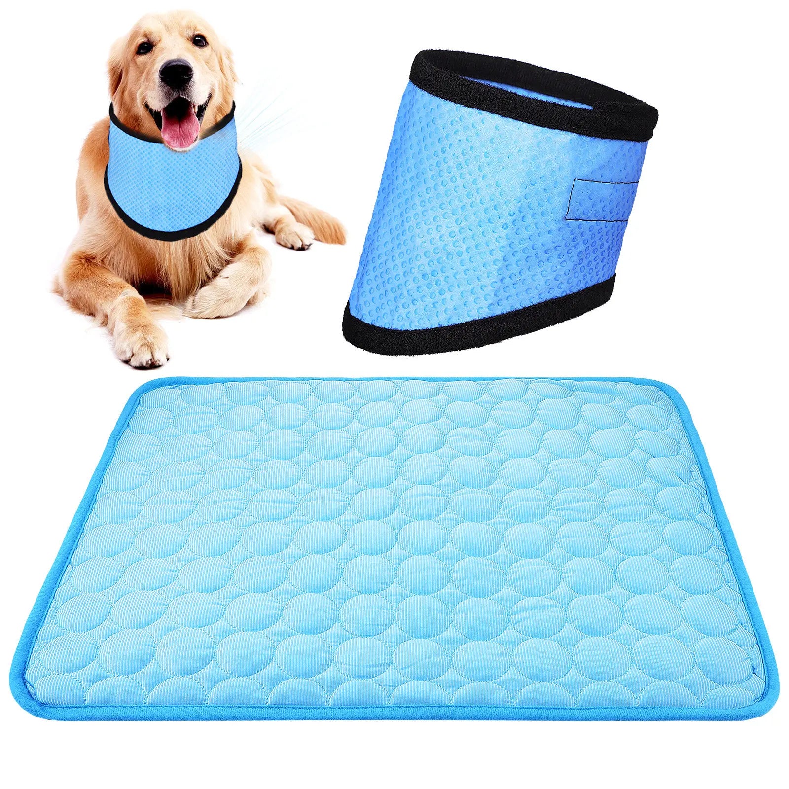 Pet Dog Cooling Bandana Neck Wrap Cooler Ice Silk Mat Blanket Soft Breathable Small Medium Dogs Summer Outdoor Travel