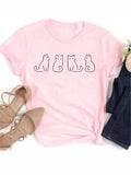 New Cute Love Heart Cat Print Women T-Shirt Casual Short Sleeve Top Summer Women's Clothing Cartoon Streetwear Y2k Clothes