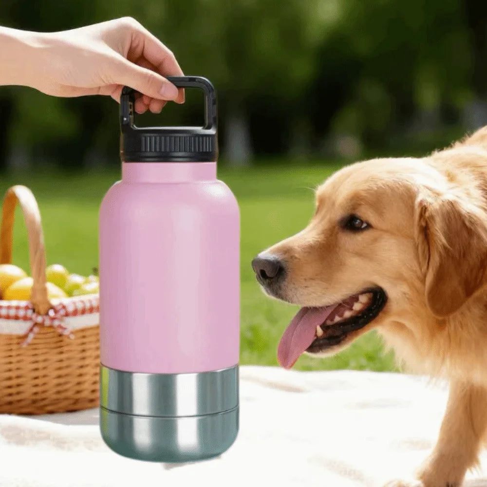 3 in 1 Stainless Steel Pet Water Bottle Multi-layered Detachable Dog Drinking Bottle Leak-proof 32Oz Insulated Water Bottle
