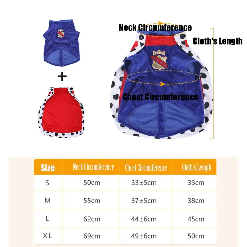 Cartoon Funny Cat/Dog Transformed Crown Hat Clothes King Cloak Pet Halloween Costume