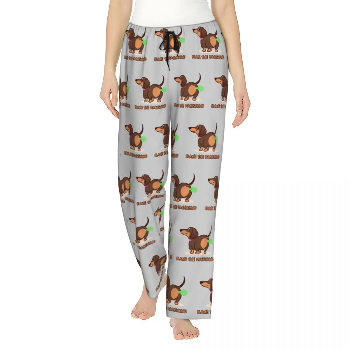 Custom Womens Dachshund Dog Pajama Pants Print Sausage Dogs Sleep Sleepwear Bottoms with Pockets