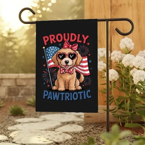 Proudly Pawtriotic Garden Flag – Cute Dog 4th of July Yard Decor, Patriotic Pet HHP AAL HHM WZZ