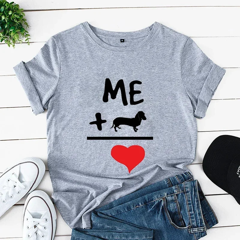Dachshund Mom Print Women's Clothing Dog Lover T-Shirts Cartoon Animals Female Tops Vintage Clothes Oversized Women New T-Shirts