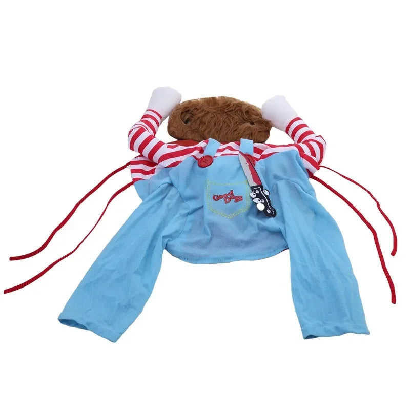 Funny Dog Horror Movie Clothes Sweatshirt Set Cosplay Chucky Pet Party Costume Comical Outfits Halloween Dress Jumpsuit