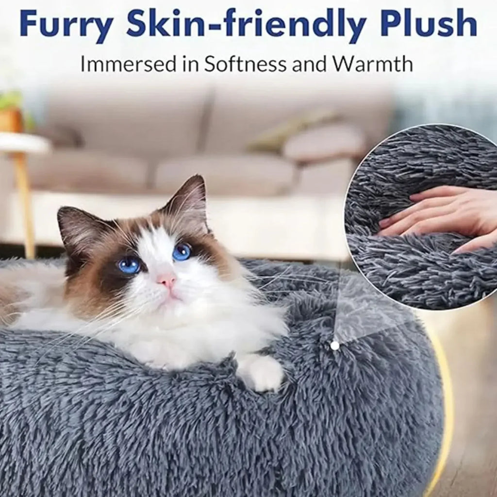 Super Soft Round Plush Pet Bed — 6 Sizes for Cats & Dogs