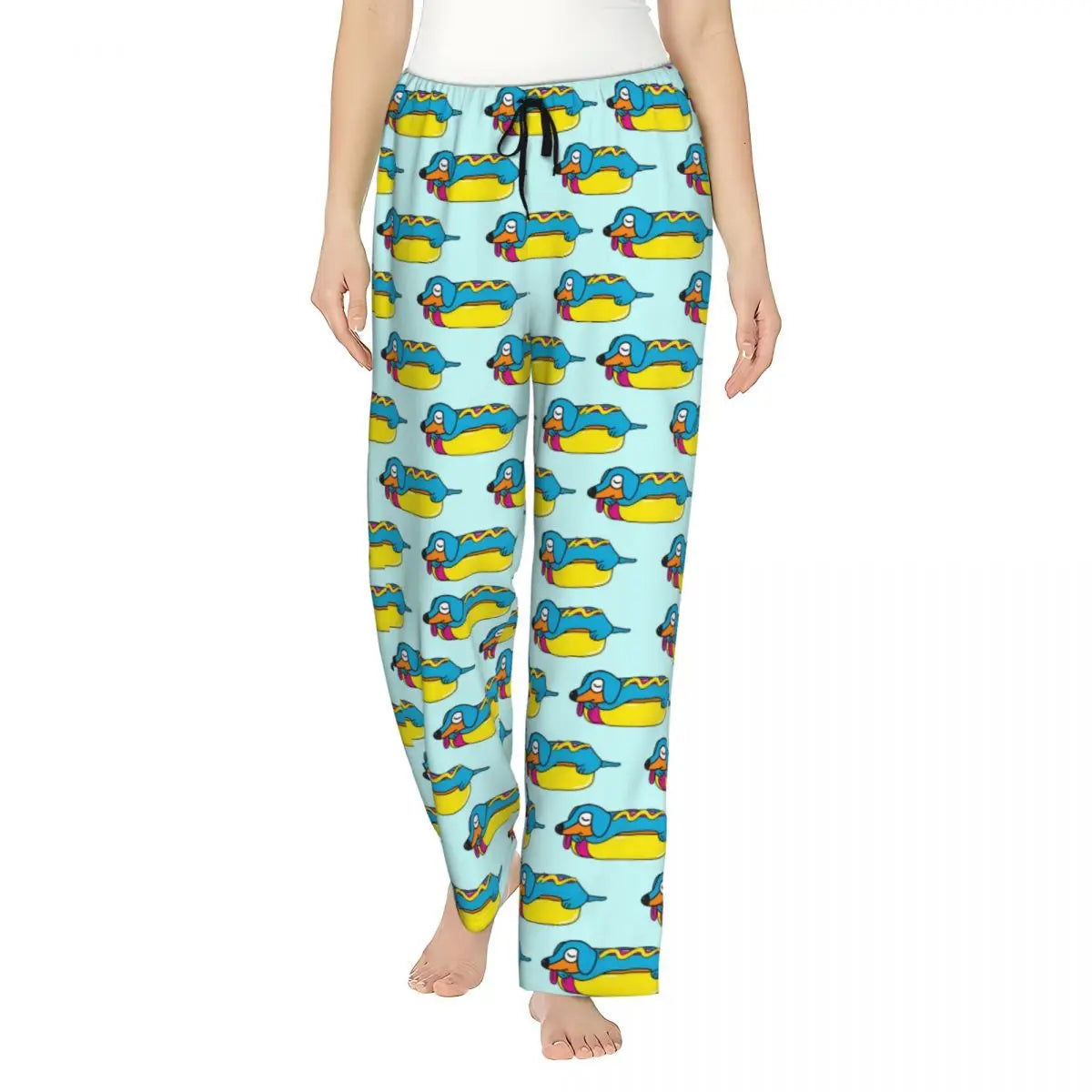 Custom Womens Dachshund Dog Pajama Pants Print Sausage Dogs Sleep Sleepwear Bottoms with Pockets