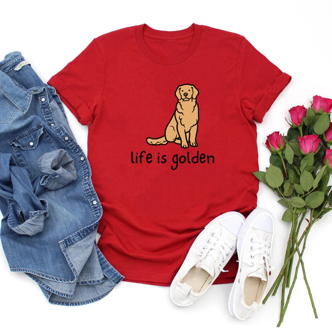 Golden Retriever Dog Mom T-Shirt – Life Is Golden Tee