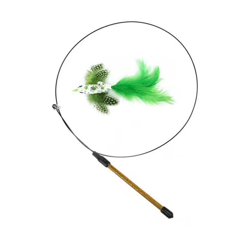 Interactive Feather Bird Cat Wand Toy with Bell & Suction Cup