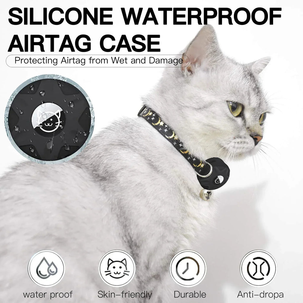 Reflective Cat Collar with AirTag Holder & Bell — Safe Breakaway Design