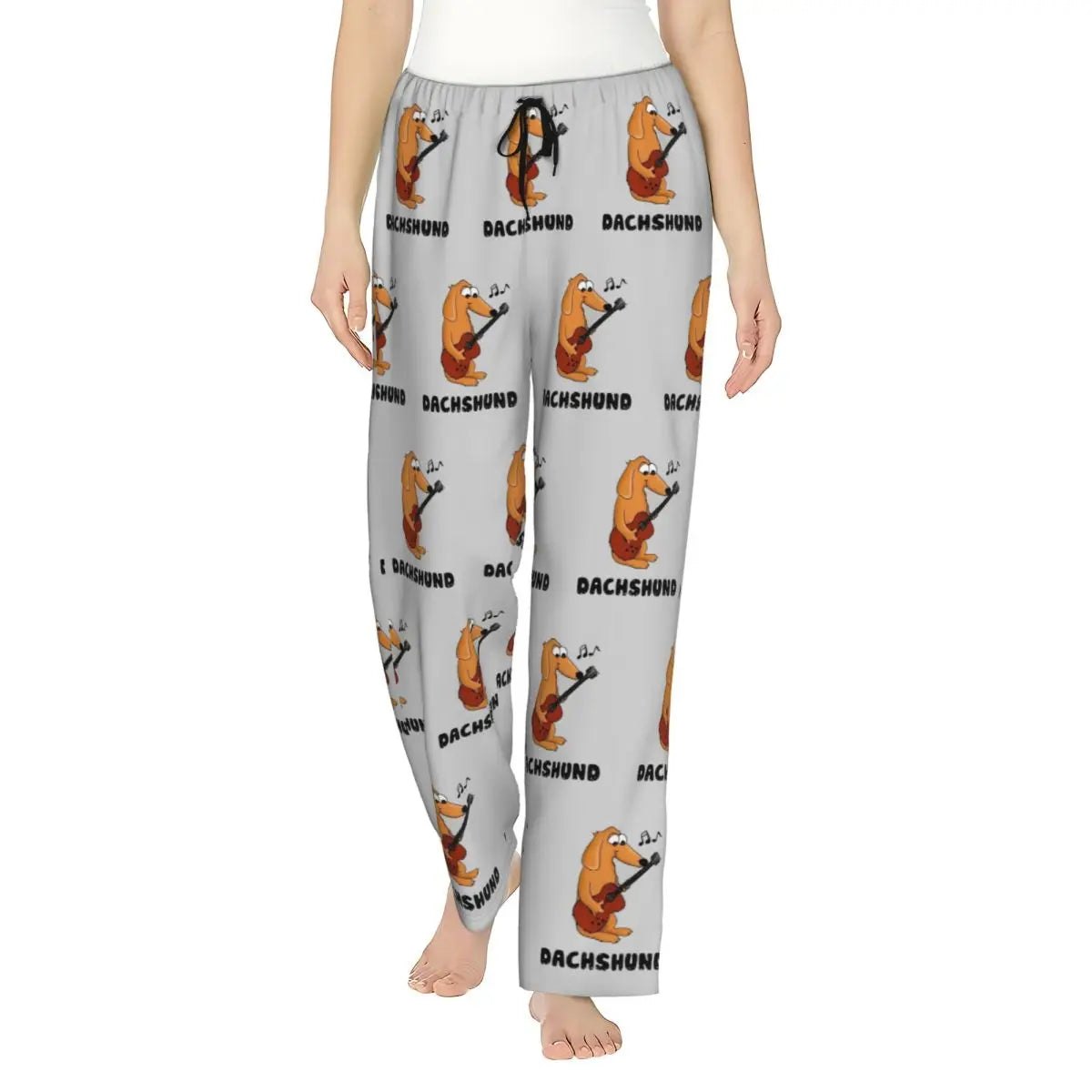 Custom Womens Dachshund Dog Pajama Pants Print Sausage Dogs Sleep Sleepwear Bottoms with Pockets