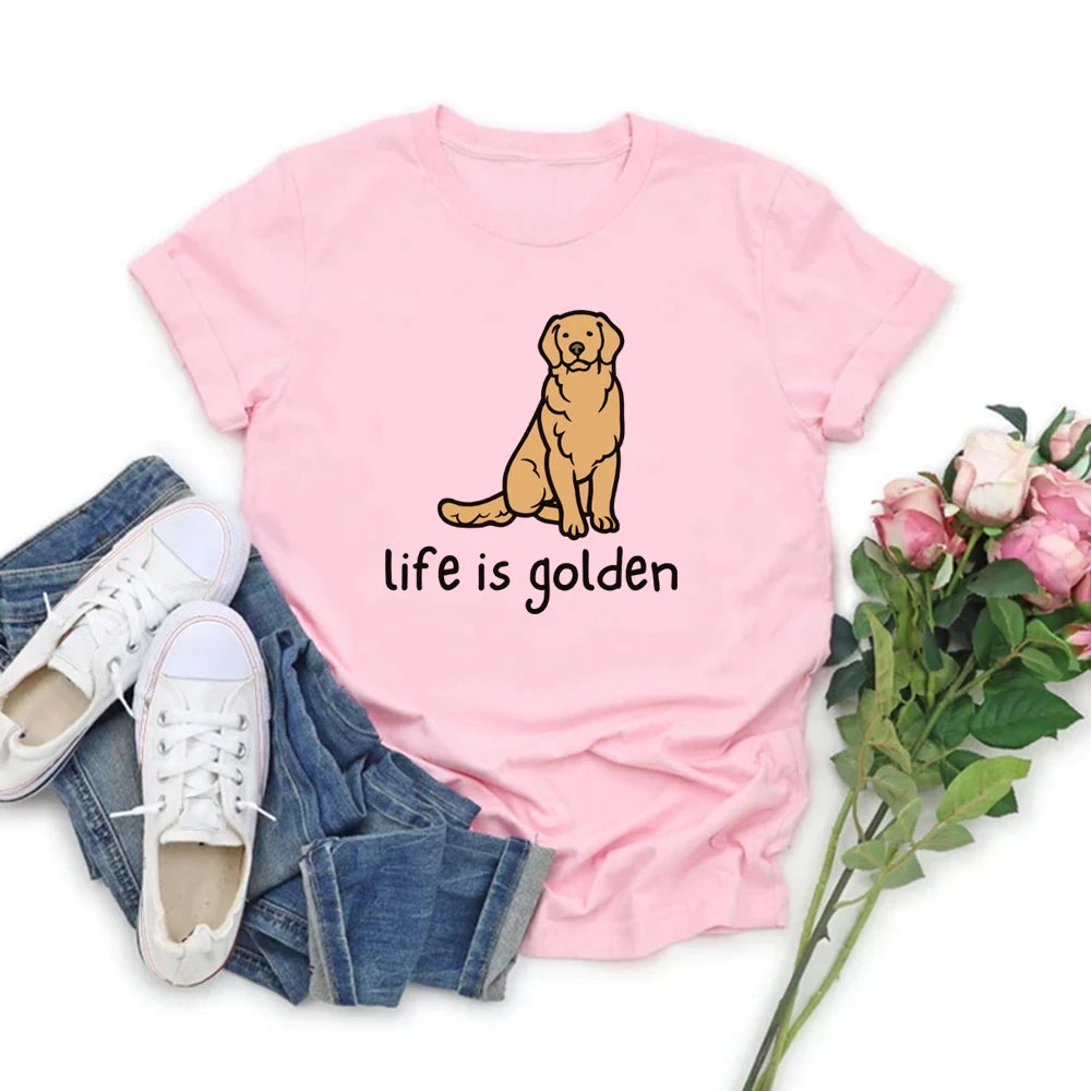 Golden Retriever Dog Mom T-Shirt – Life Is Golden Tee