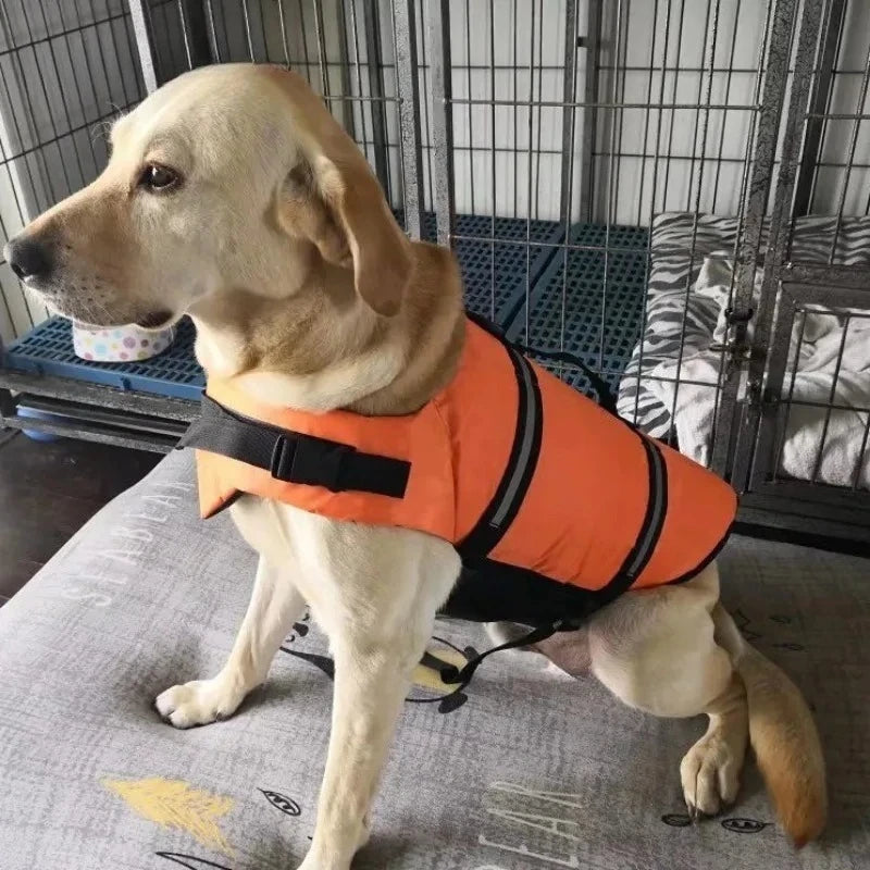 Summer Dog Life Jacket — Reflective Adjustable Swimwear Safety Vest for Large Dogs