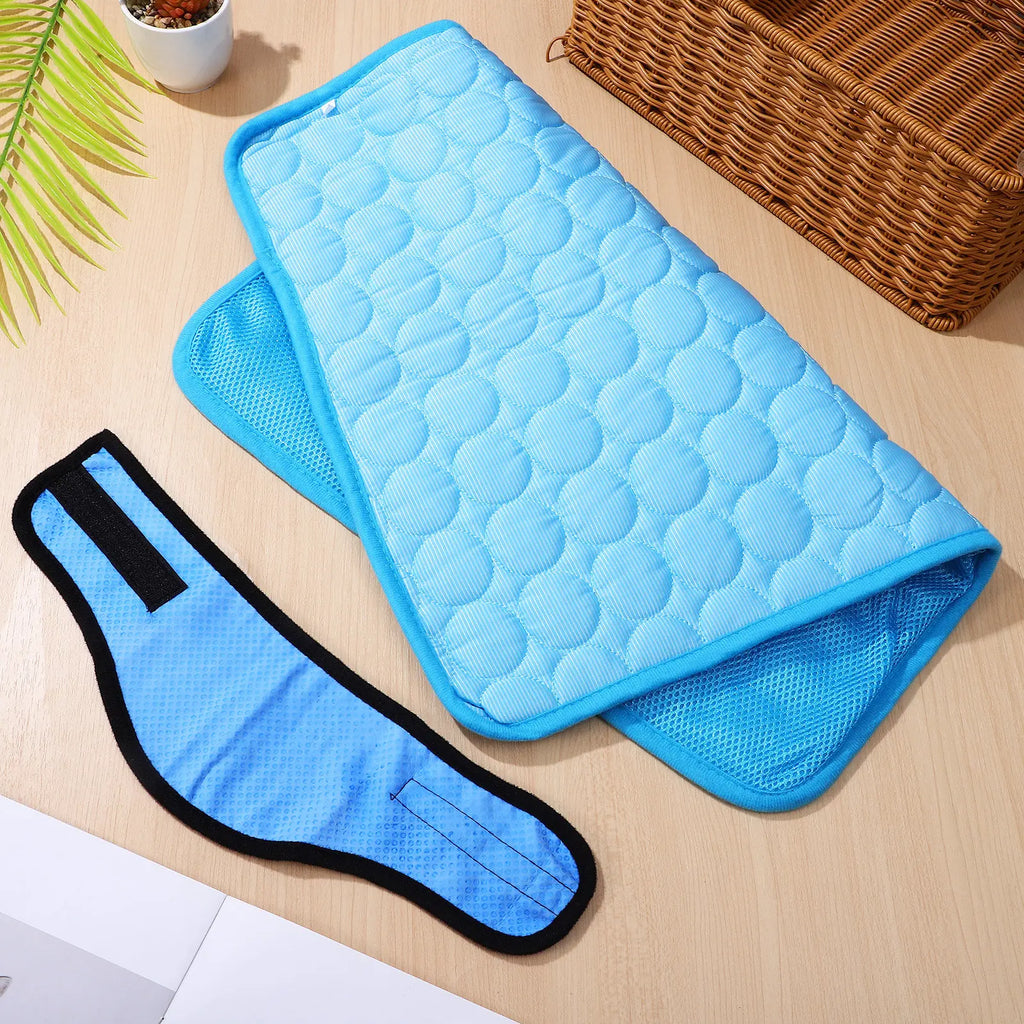 Pet Dog Cooling Bandana Neck Wrap Cooler Ice Silk Mat Blanket Soft Breathable Small Medium Dogs Summer Outdoor Travel