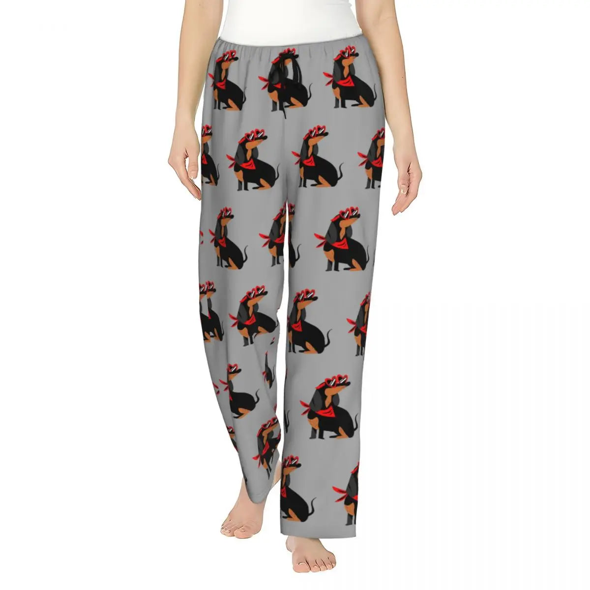 Custom Womens Dachshund Dog Pajama Pants Print Sausage Dogs Sleep Sleepwear Bottoms with Pockets