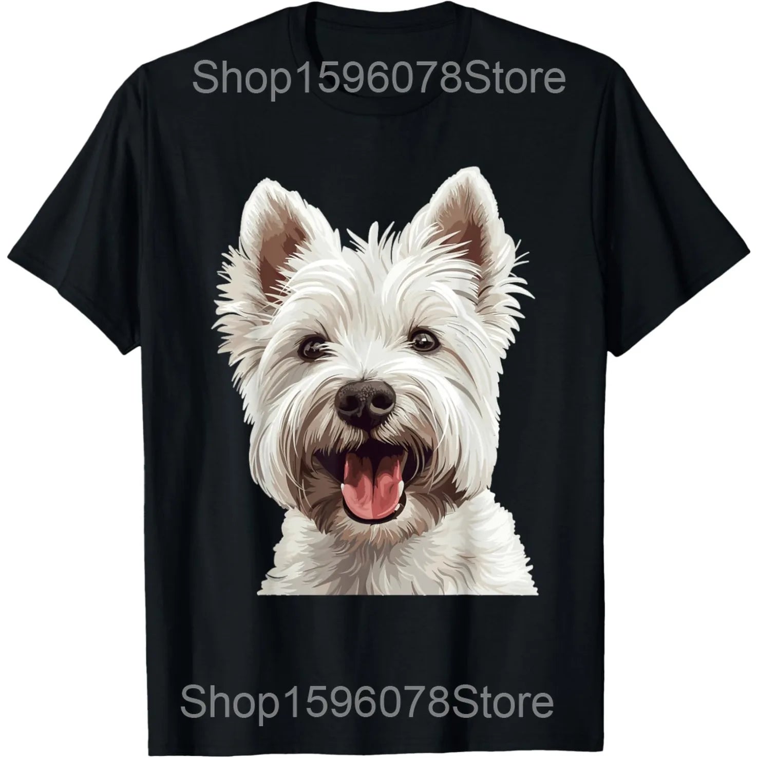West Highland Terrier My Bestie Is A Westie Mom Funny Dog T Shirts Humor Streetwear Tee Shirt Short Sleeve Unisex Loose Clothing