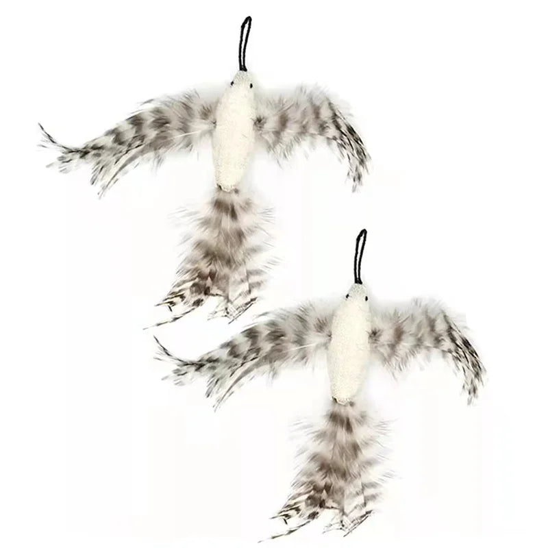 Interactive Feather Bird Cat Wand Toy with Bell & Suction Cup