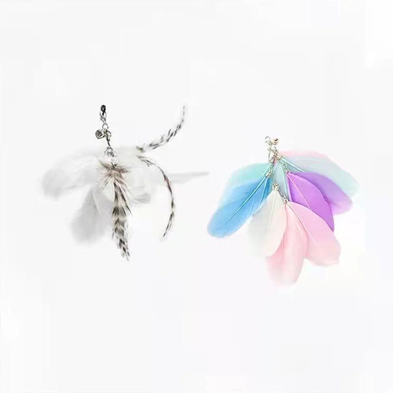Interactive Feather Bird Cat Wand Toy with Bell & Suction Cup