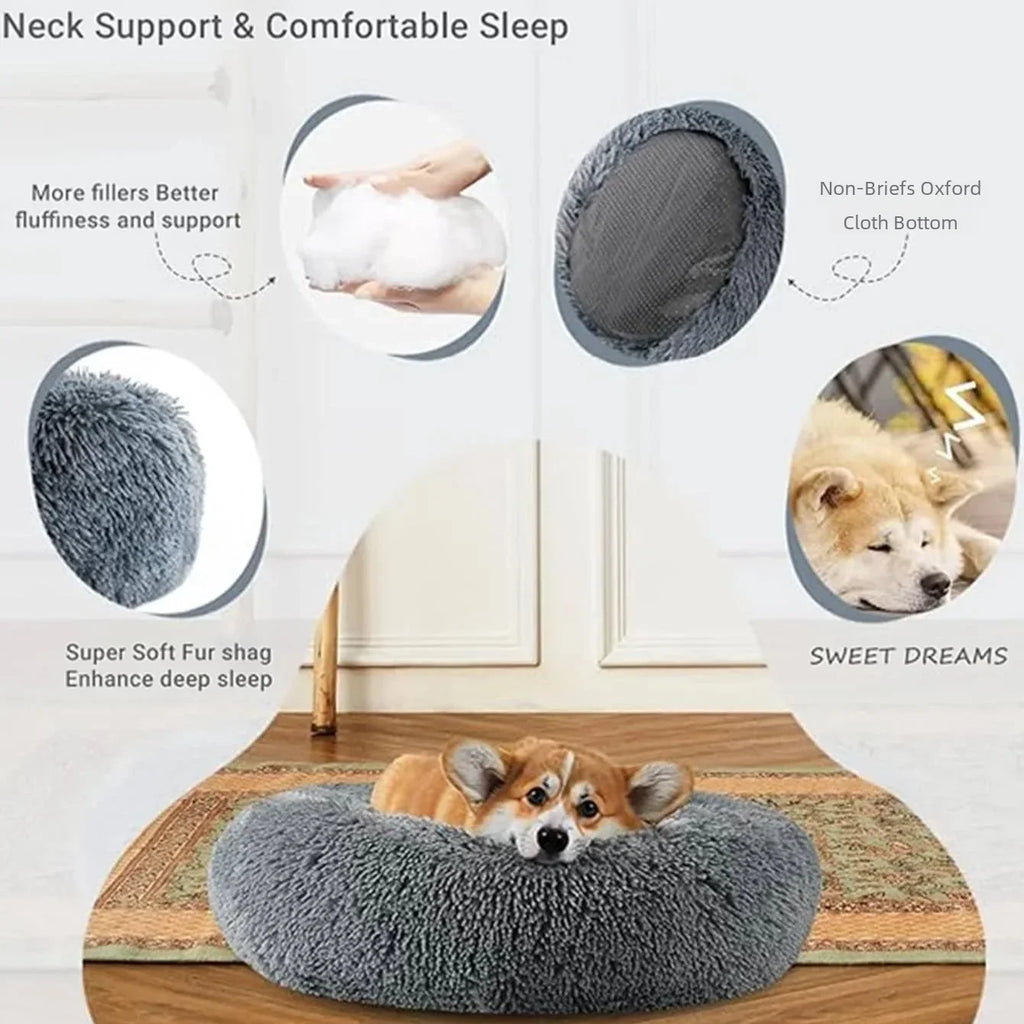 Super Soft Round Plush Pet Bed — 6 Sizes for Cats & Dogs