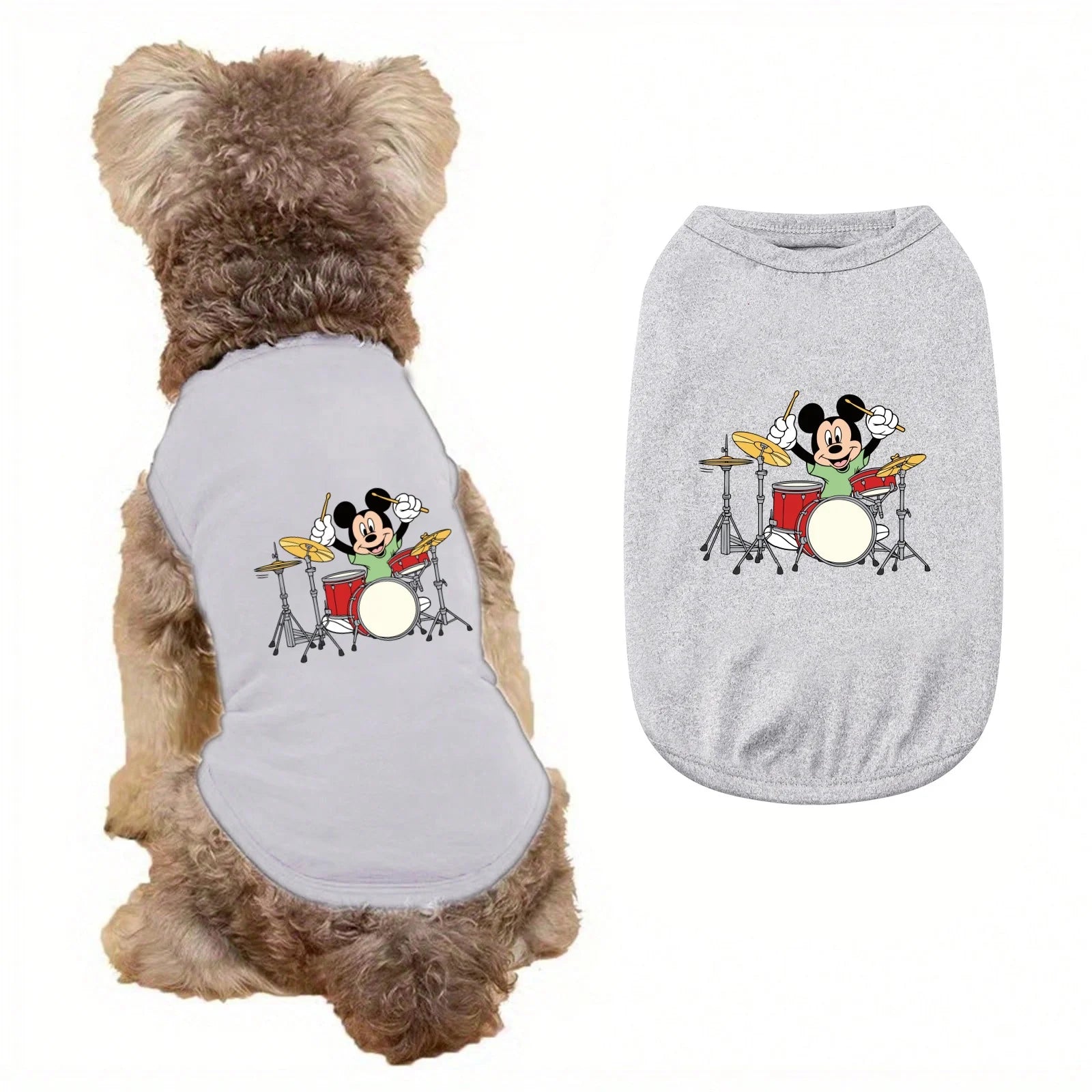 1PC  Mickey print pet sleeveless T-shirt for drumming, soft and breathable round neck pet vest