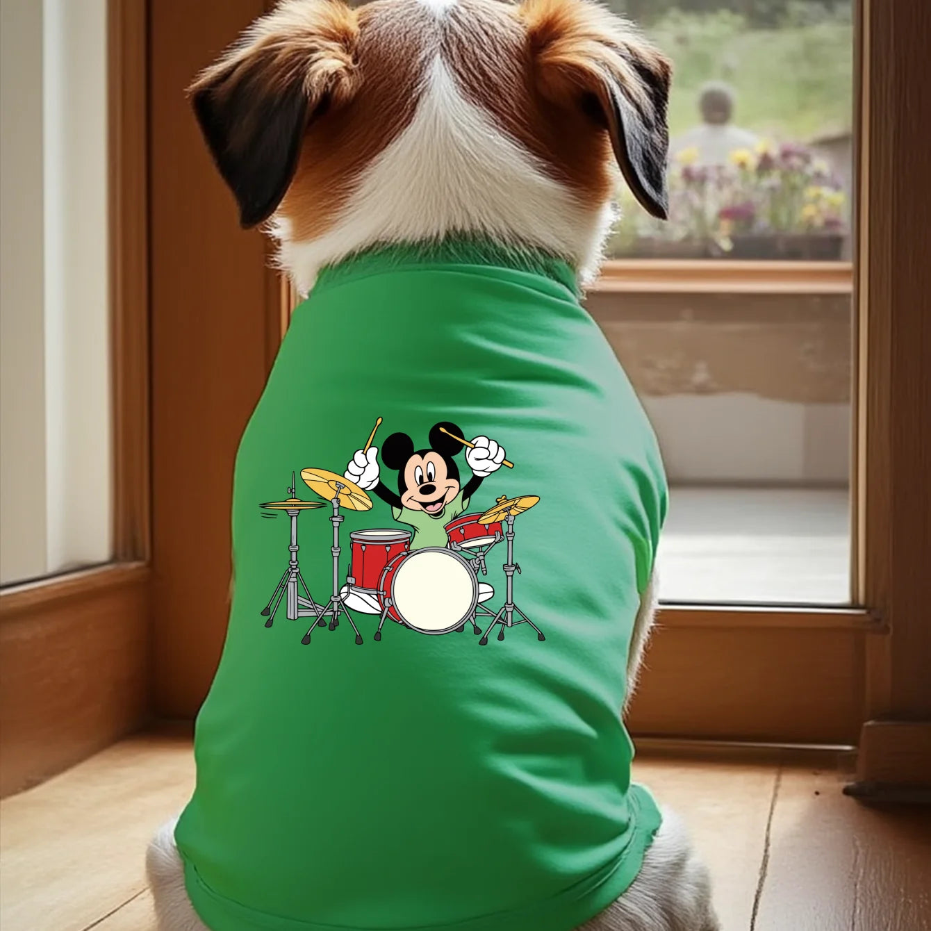 1PC  Mickey print pet sleeveless T-shirt for drumming, soft and breathable round neck pet vest