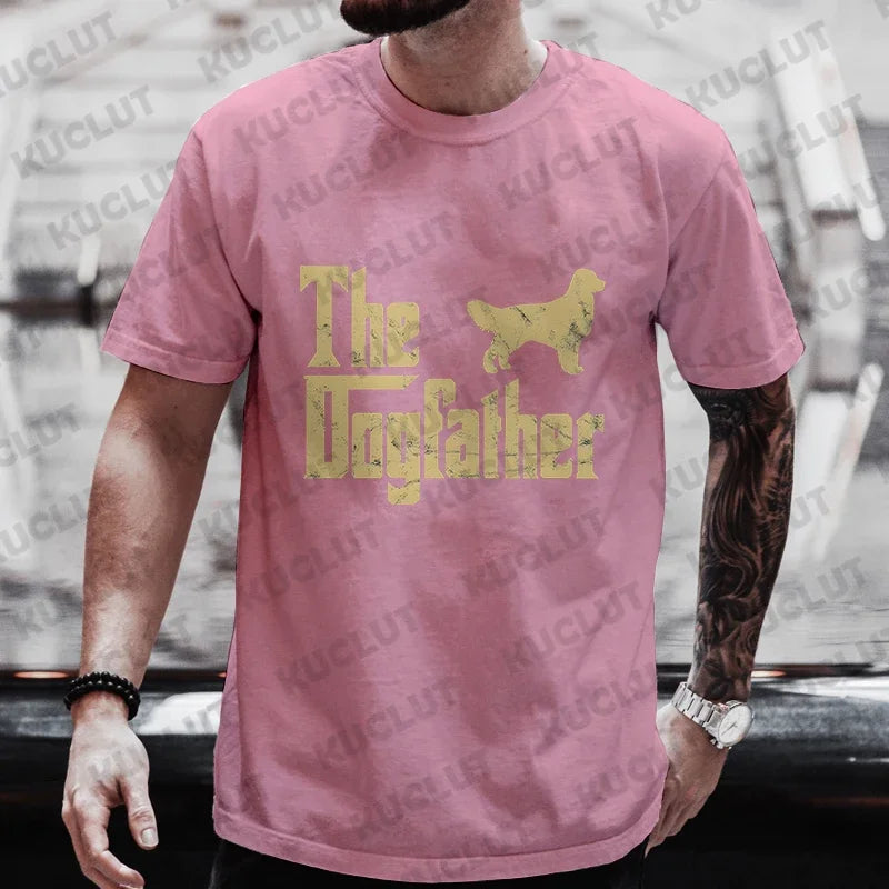 Casual T-Shirt for Men Funny The Dog Father Golden Retriever Godfather Oversized Mens T-Shirt Funny Fashion Summer Clothes
