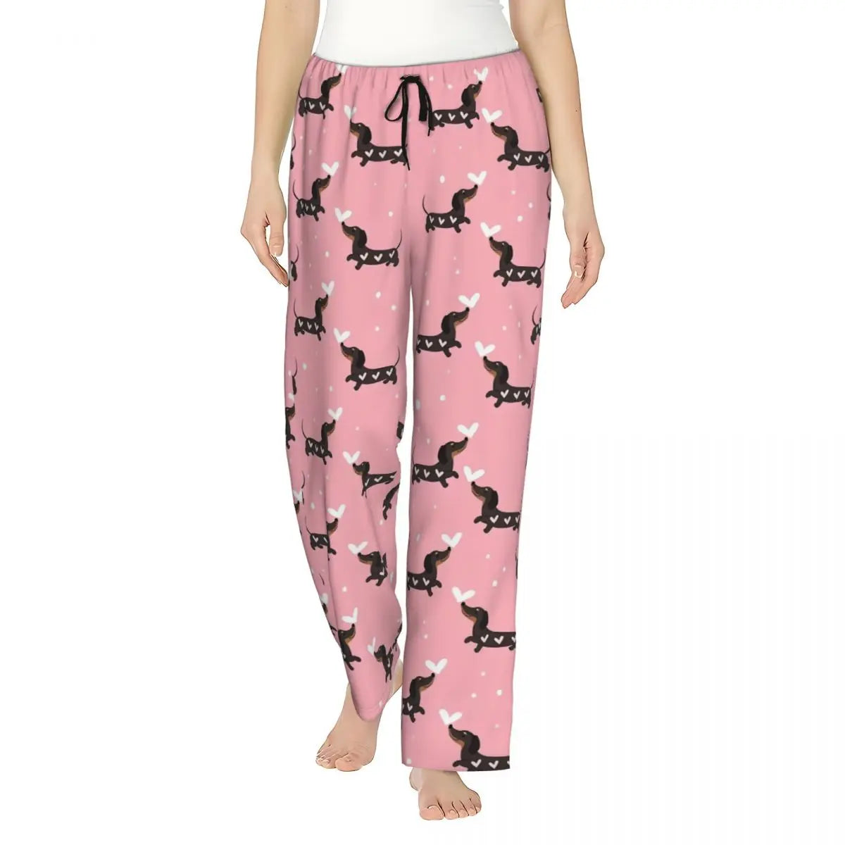 Custom Womens Dachshund Dog Pajama Pants Print Sausage Dogs Sleep Sleepwear Bottoms with Pockets