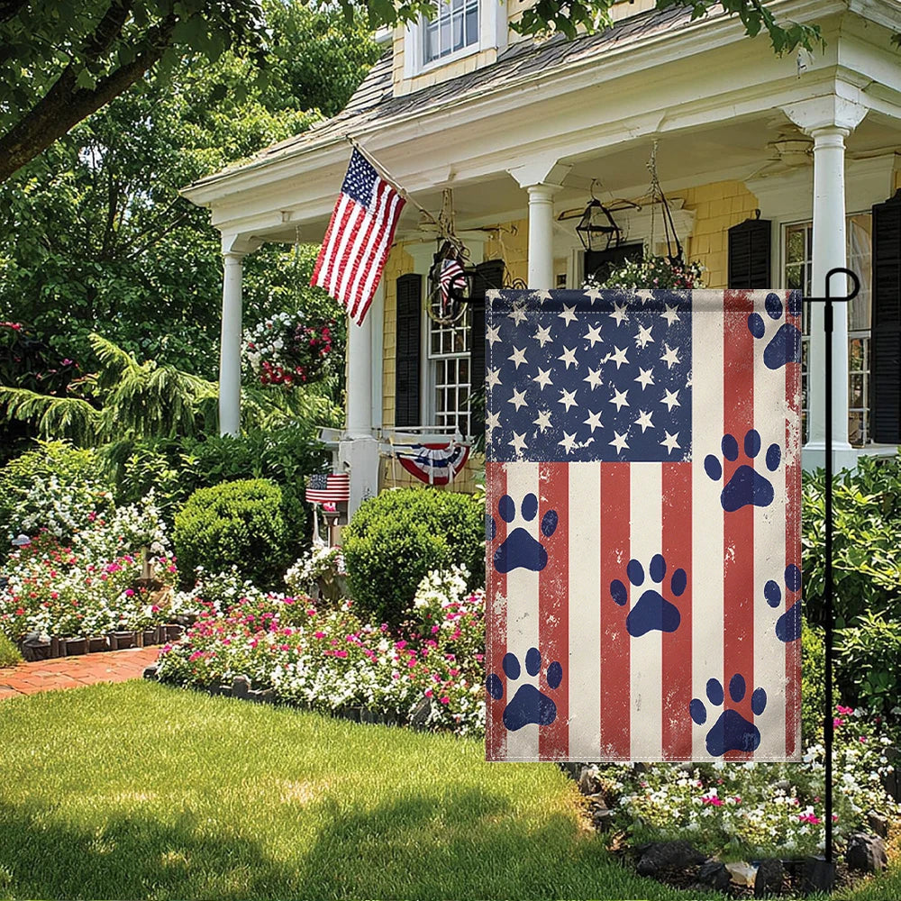 American Flag Garden Flag with Dog Paws Double Sided Print No Flagpole Included Patriotic Outdoor Decor