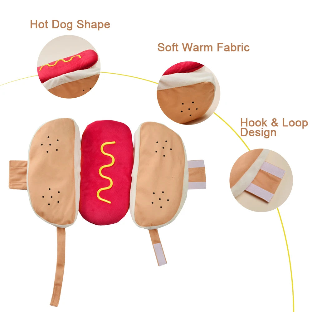 Funny Cute Pet Cat Costume Cosplay Clothes For Dogs Halloween Puppy Kitten Dress Up Adjustable Hot Dog Shaped Sphynx Cat Outfits