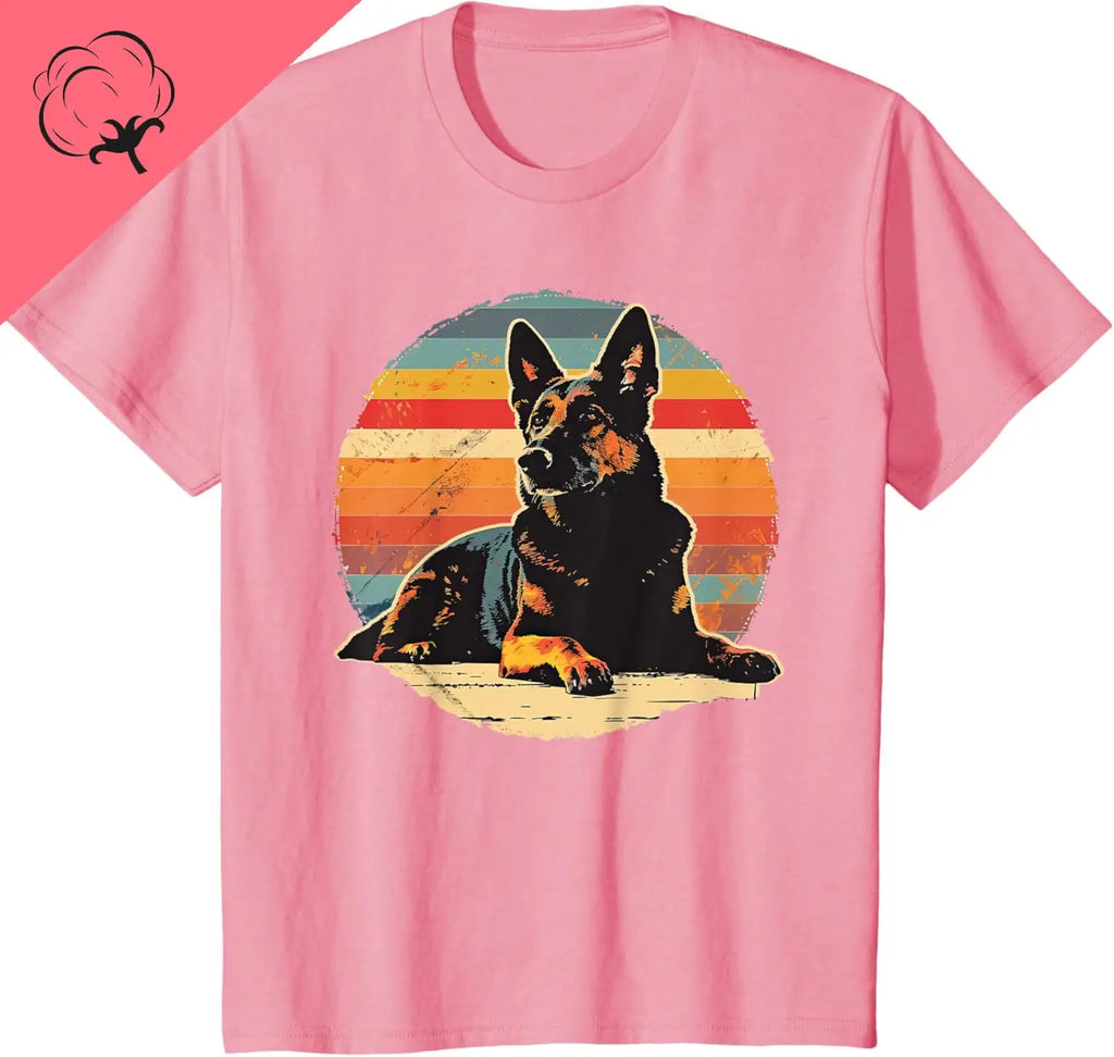 Vintage German Shepherd Dog Retro T-Shirt Couple Kawayi Cotton Men and Women Short Sleeves Printed T-shirt Camisas