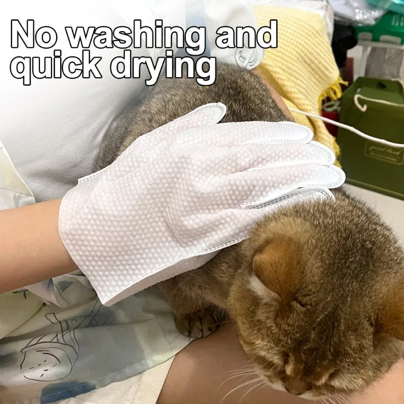 30/6pcs Pet Disposable Cleaning Gloves Wash Free Cats Dogs SPA Bath Supplies Massage Non Woven Fabric No Rinse Eye Wipe Gloves