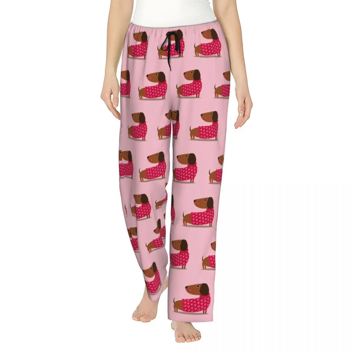 Custom Womens Dachshund Dog Pajama Pants Print Sausage Dogs Sleep Sleepwear Bottoms with Pockets