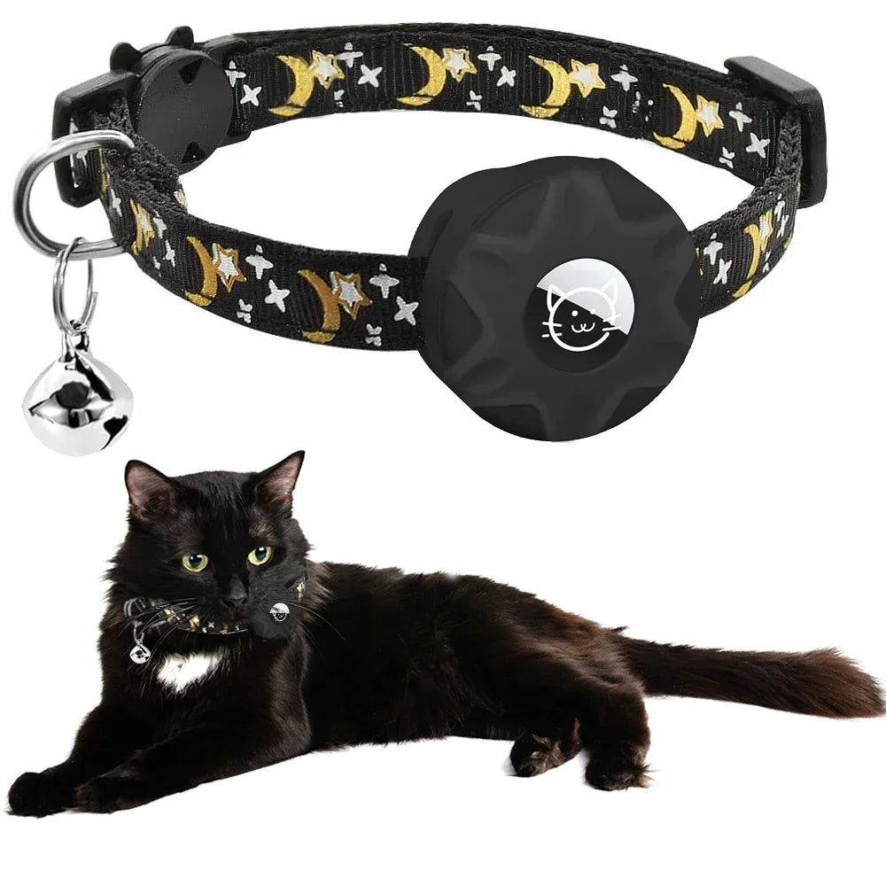 Reflective Cat Collar with AirTag Holder & Bell — Safe Breakaway Design