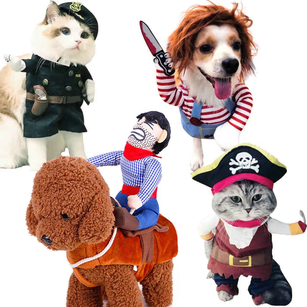 Pet Transformation Costumes, Funny Christmas Outfits for Cats, Dog Clothes, Novelty Halloween Costumes for Pets