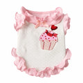 Cake Embroidery Cat Dog Flower Edges Skirt Polka Dots Thin Summer Pet Vest Flying Sleeves Breathable Cat Princess Dress