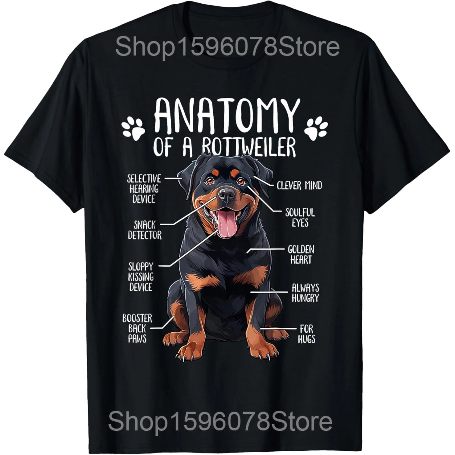 Funny Rottweiler Dog Pet Graphic T Shirts Men Women Pure Cotton Humor Streetwear Tee Shirt Short Sleeve Unisex Loose Clothing