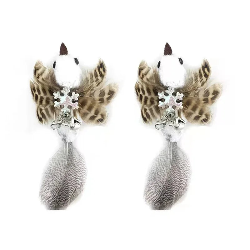 Interactive Feather Bird Cat Wand Toy with Bell & Suction Cup