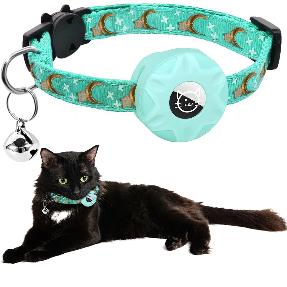 Reflective Cat Collar with AirTag Holder & Bell — Safe Breakaway Design