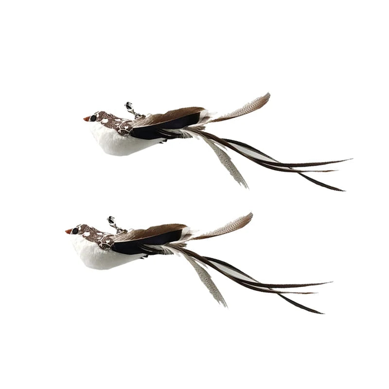 Interactive Feather Bird Cat Wand Toy with Bell & Suction Cup