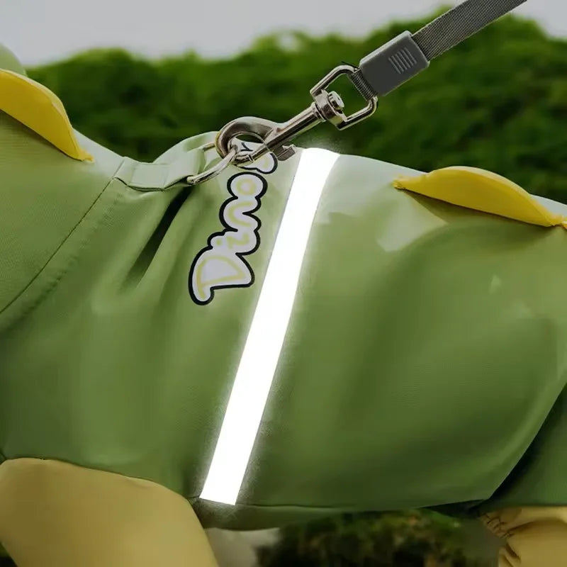 Large Dog Dinosaur Raincoat Golden Retriever Four Legged Waterproof Clothes Pet Summer All Inclusive With Tail Stereo Rain Ponch