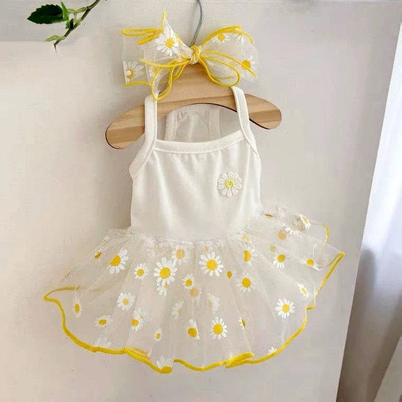 Dog Princess Dress Cute Pet Dog Mesh Dress Kitten Puppy Pet Skirt Dog Summer Dress Bow Lace Korean Poodle Chihuahua Dog Clothes