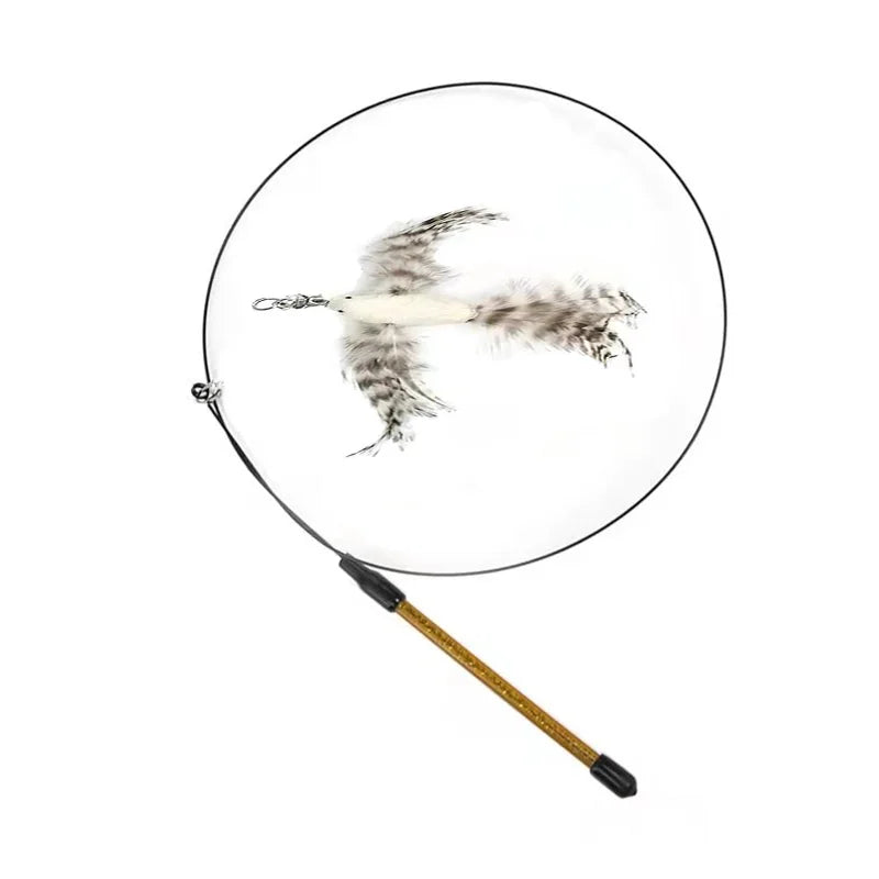 Interactive Feather Bird Cat Wand Toy with Bell & Suction Cup