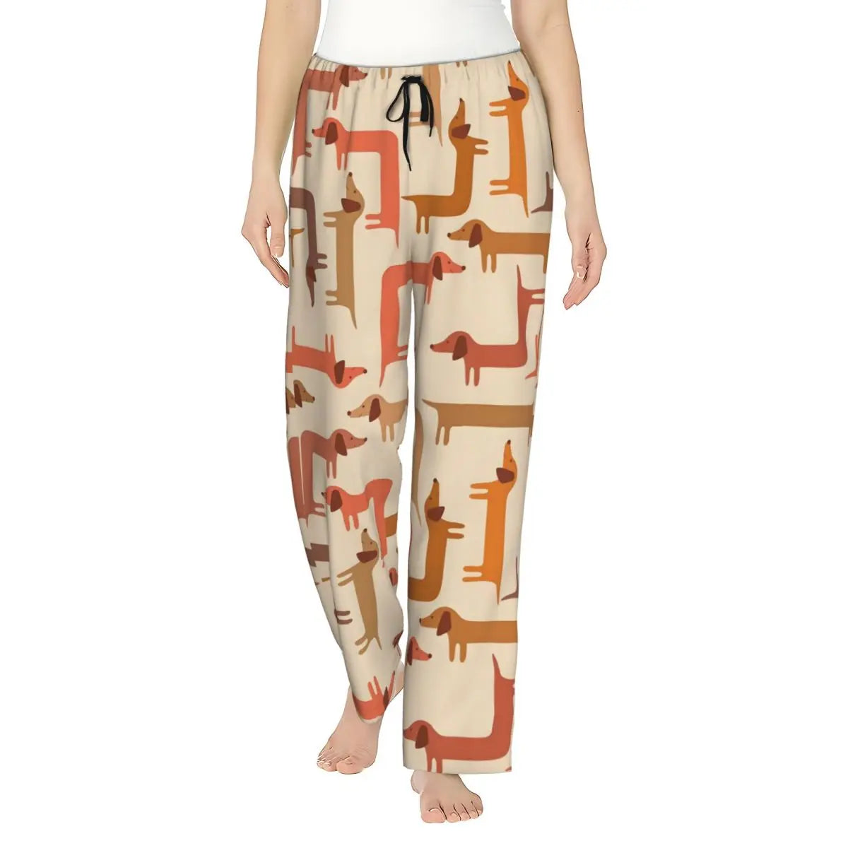 Custom Womens Dachshund Dog Pajama Pants Print Sausage Dogs Sleep Sleepwear Bottoms with Pockets