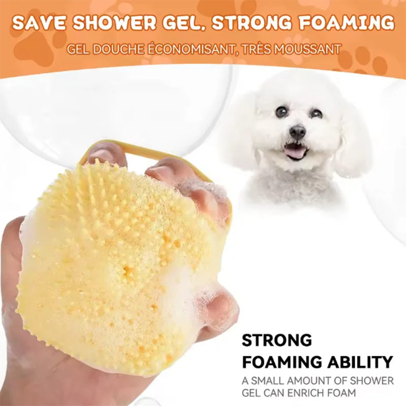 Silicone Pet Bath Massage Brush — Grooming Tool for Dogs & Cats