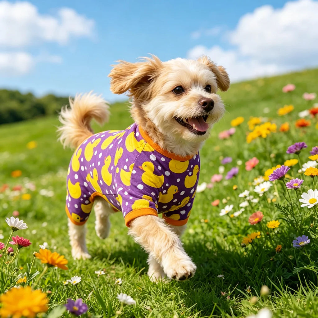 Dogs Pajamas Yellow Duck Clothes for Small Dogs Soft Material Stretchable Dog Chihuahua Yorkie Global Pet Fashion Hit