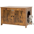 Cat Litter Box Enclosure, Wooden Cat House Furniture with Storage Cabinet, Hidden Litter Box with Removable Divider, Ventilatio