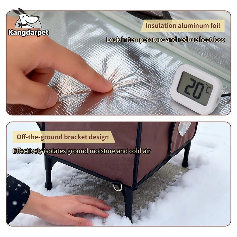 Outdoor Cat House Waterproof Cat House Rainproof Windproof Warm Foldable Cats Bed Thickened Insulation Escape Door Tent