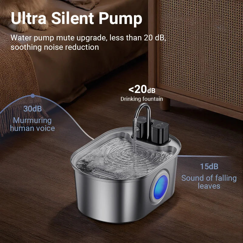 ROJECO Smart Cat Water Fountain — 3.2L Stainless Steel with Wireless Sensor