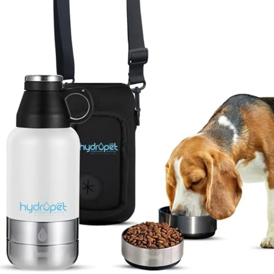 Hydropet Portable Dog Water Bottle - Insulated Dogs and Cats Travel Bottles Stainless Steel - Detachable Dog Food Bowl and Wate