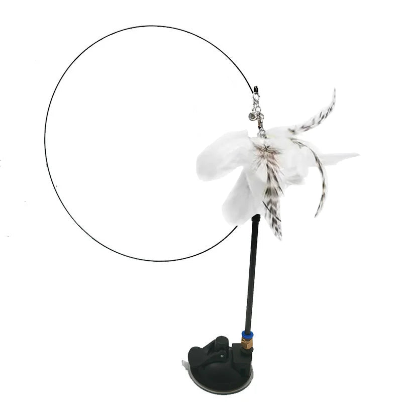 Interactive Feather Bird Cat Wand Toy with Bell & Suction Cup