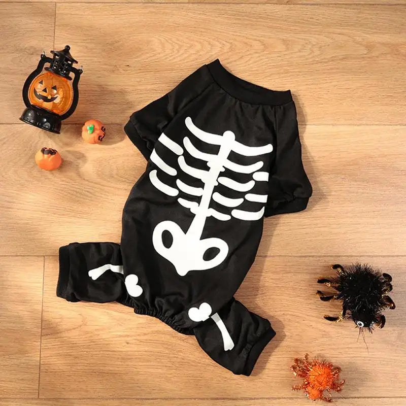 Halloween Costume For Dogs Glowing Skeleton Halloween Cosplay Pet Jumpsuit Pet Outfit Festive Appeal For Parades Play Dates